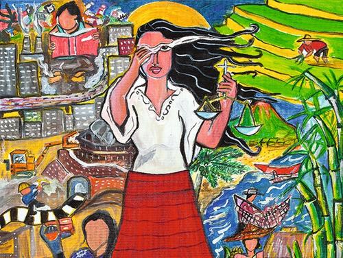 Titelbild zum Weltgebetstag 2017, "A Glimpse of the Philippine Situation", Rowena Apol Laxamana Sta Rosa, © Weltgebetstag der Frauen – Deutsches Komitee e.V.