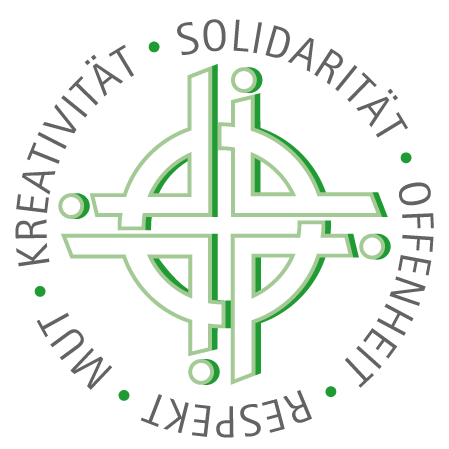 [Translate to English:] WGT-Logo mit den Worten Solidarität, Offenheit, Respekt, Mut, Kreativität
